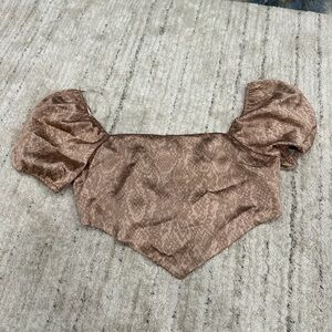 NWT Forever 21 Animal Print Puff Sleeve Bandana Top